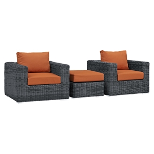 Summon 3 Pieces Outdoor Patio Sofa Set - Sunbrella Canvas Tuscan 