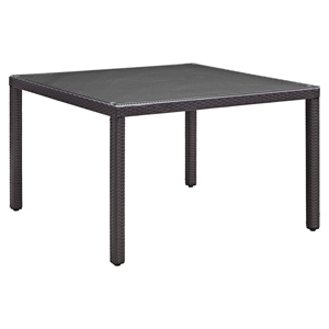 Convene 47" Outdoor Patio Dining Table - Square, Glass Top, Espresso 