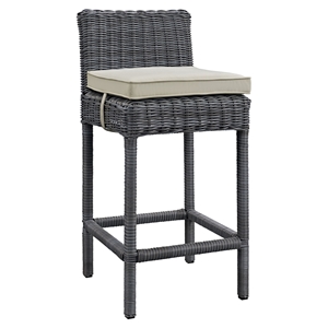 Summon Outdoor Patio Bar Stool - Sunbrella Antique Canvas Beige 