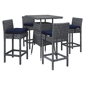 Summon 5 Pieces Outdoor Patio Pub Set - Sunbrella Canvas Navy 