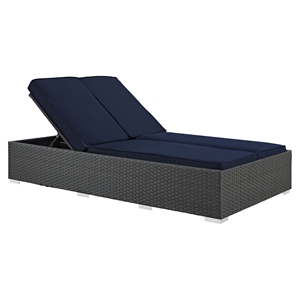 Sojourn Outdoor Patio Double Chaise - Sunbrella Chocolate Navy 