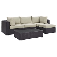 Convene 5 Pieces Outdoor Patio Sectional Set - Square Arm