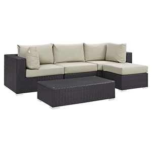 Convene 5 Pieces Outdoor Patio Sectional Set - Square Arm 