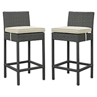 Sojourn Outdoor Patio Bar Stool - Sunbrella Antique Canvas Beige (Set of 2)