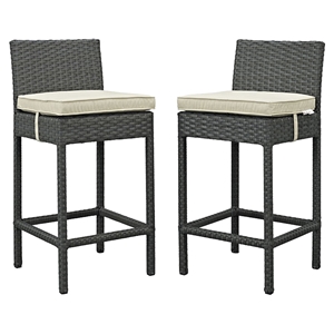 Sojourn Outdoor Patio Bar Stool - Sunbrella Antique Canvas Beige (Set of 2) 