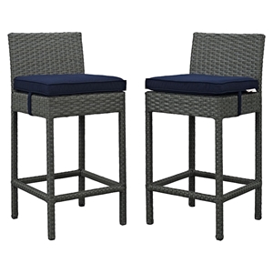 Sojourn Outdoor Patio Bar Stool - Sunbrella Canvas Navy (Set of 2) 