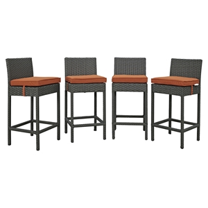 Sojourn Outdoor Patio Wicker Bar Stool - Sunbrella Canvas Tuscan (Set of 4) 