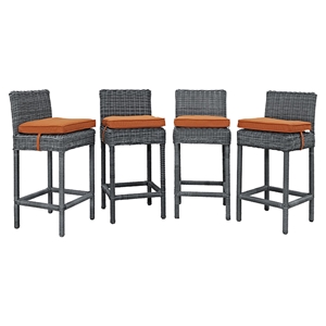 Summon Outdoor Patio Wicker Bar Stool - Sunbrella Canvas Tuscan (Set of 4) 