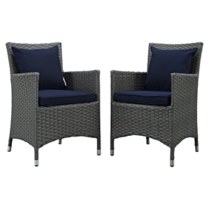 Sojourn Outdoor Patio Dining Armchair - Sunbrella Canvas Navy (Set of 2) 