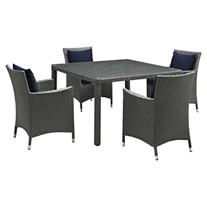 Sojourn 5 Pieces Outdoor Patio Set - Sunbrella Canvas Navy 