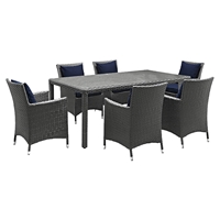 Sojourn 7 Pieces Rectangular Outdoor Patio Set - Sunbrella Canvas Navy