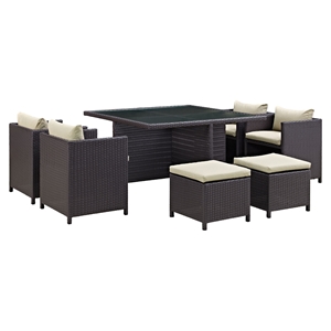 Inverse 9 Pieces Outdoor Patio Dining Set 