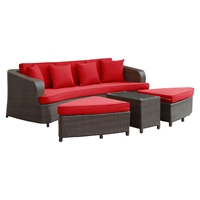 Monterey 4 Pieces Outdoor Patio Sofa Set - Brown, Red