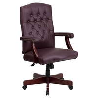 Martha Washington Executive Swivel Office Chair - Bonded Leather, Burgundy