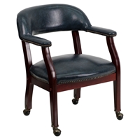 Conference Chair - Casters, Navy, Faux Leather