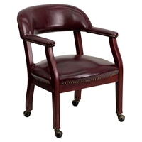 Conference Chair - Casters, Oxblood, Faux Leather