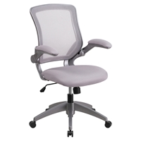 Mid Back Mesh Swivel Task Chair - Gray Frame, Flip-Up Arms, Gray