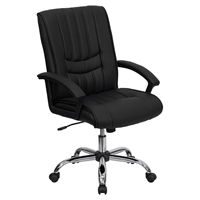 Leather Swivel Chair - Mid Back, Black