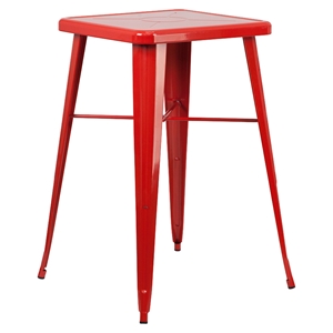 23.75" Square Metal Table - Bar Height, Red 