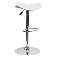 Backless Barstool - Adjustable Height, Faux Leather, White