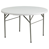 48" Round Bi-Fold Granite Plastic Folding Table - White