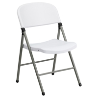 Hercules Series Plastic Folding Chair - Gray Frame, White