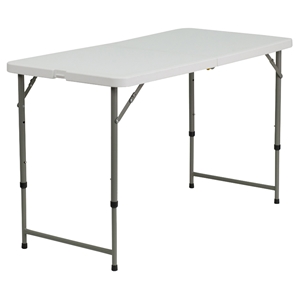 24" x 48" Granite Plastic Folding Table - Height Adjustable, White 