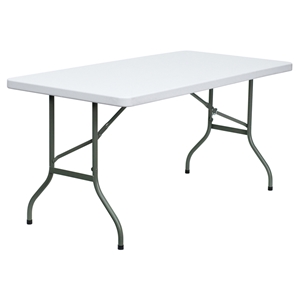 30" x 60" Rectangular Granite Plastic Folding Table - White 