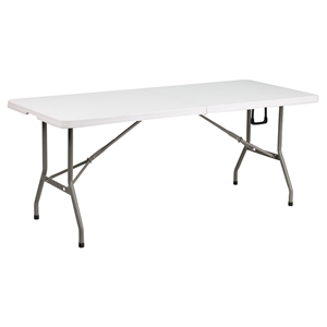 Rectangular Bi-Fold Table - Granite Plastic, Folding, White 