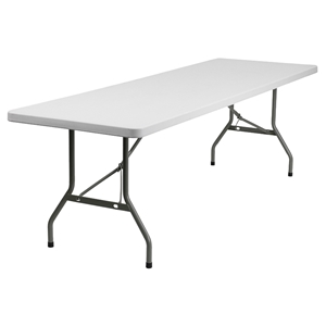 30" x 96" Rectangular Granite Plastic Folding Table - White 