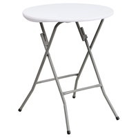 24" Round Granite Plastic Folding Table - White