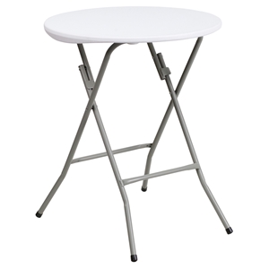 24" Round Granite Plastic Folding Table - White 