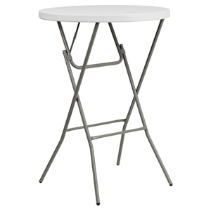 32" Round Folding Table - Bar Height, White 