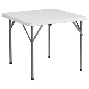 34" Square Granite Plastic Folding Table - White 