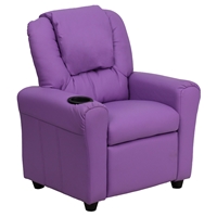 Faux Leather Kid Recliner - Cup Holder, Headrest, Lavender