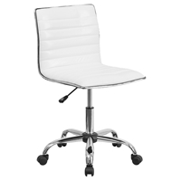 Swivel Task Chair - Ribbed Designer, Low Back, Armless, White