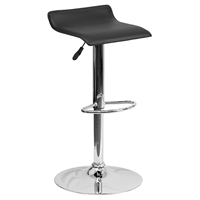 Adjustable Height Barstool - Faux Leather, Black