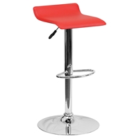 Adjustable Height Barstool - Faux Leather, Red