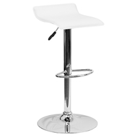 Adjustable Height Barstool - Faux Leather, White