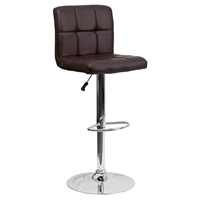 Quilted Adjustable Height Barstool - Faux Leather, Brown