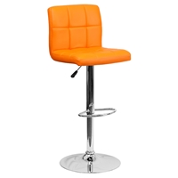 Quilted Adjustable Height Barstool - Faux Leather, Orange