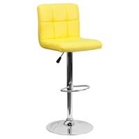 Quilted Adjustable Height Barstool - Faux Leather, Yellow