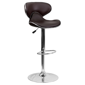 Cozy Adjustable Height Barstool - Mid Back, Faux Leather, Brown 