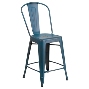 Metal Counter Stool - Kelly Blue 