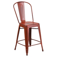 Metal Counter Stool - Kelly Red