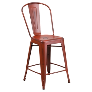 Metal Counter Stool - Kelly Red 