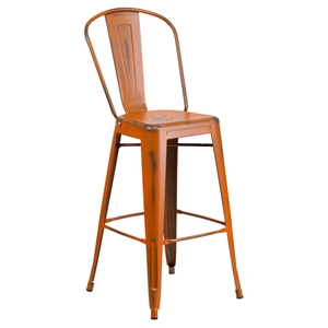 Metal Barstool - Orange 