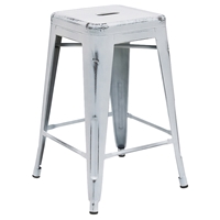 Backless Counter Stool - White