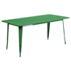 7 Pieces Rectangular Metal Table Set - Arm Chairs, Green - FLSH-ET-CT005-6-70-GN-GG