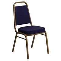 Hercules Series Trapezoidal Back Stacking Banquet Chair - Navy Blue, Gold